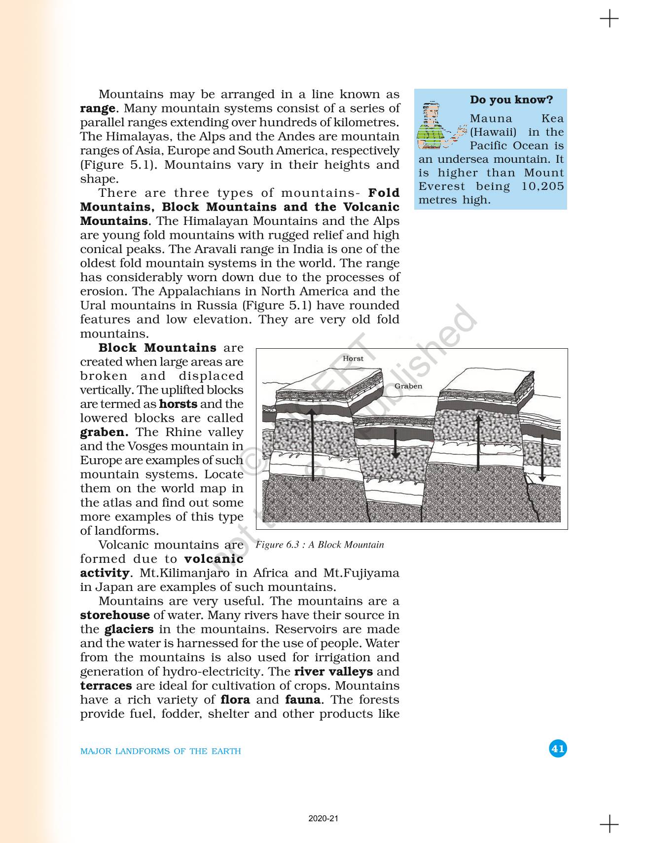 Major Landforms Of The Earth Ncert Book Of Class Geography The Earth Our Habitat